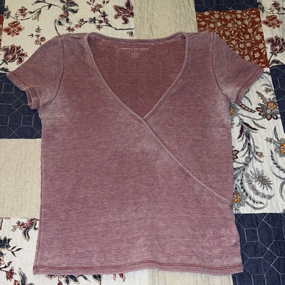 American Eagle Cropped V-Neck Top - Picture 1 of 5